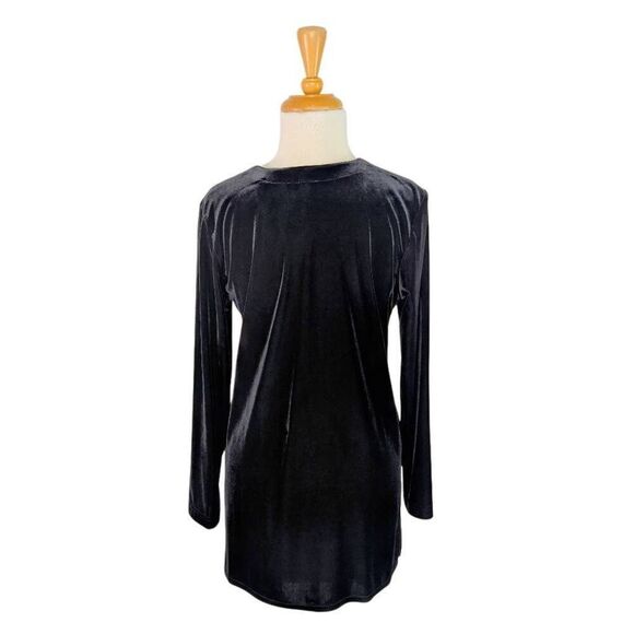 Rabbit Designs 4P Black Velvet Cardigan Top V-Neck Vintage Y2K Goth Evening - Picture 3 of 5